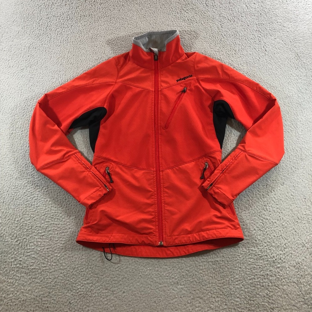 vtg patagonia nylon jacket womens S orange full zip long sleeve